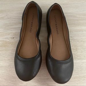Lucky Brand Emmie Black Ballet Flats slip on dress shoes Size 7.5